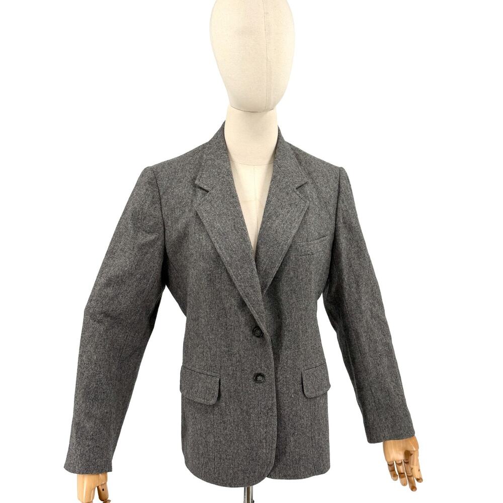 Vintage 90s Evan-Picone Gray Tweed Power Shoulder Blazer